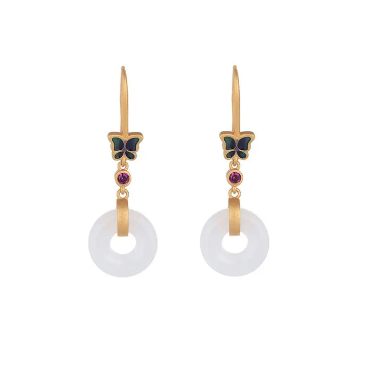 BWOOOH FengShui White Jade Butterfly Fortune Earrings — White Jade jade bracelet for spiritual healing and mindful living