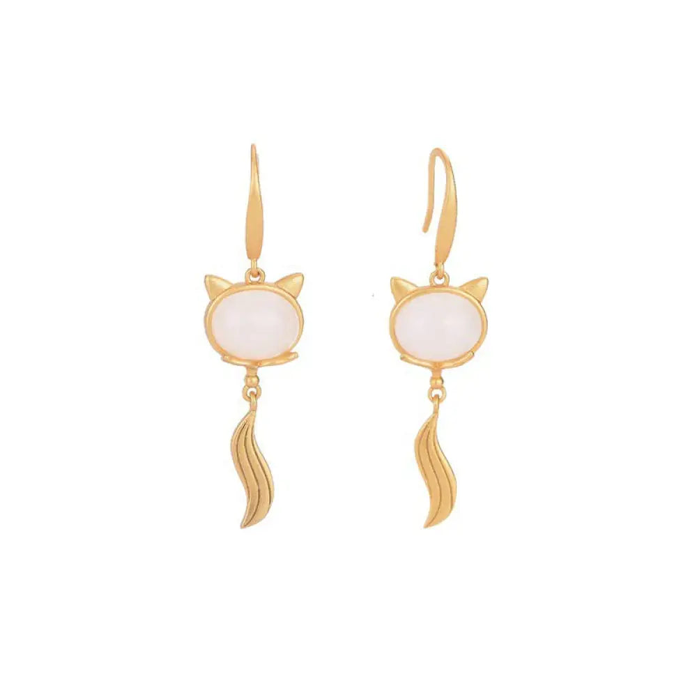 BWOOOH FengShui White Jade Fox Fortune Earrings — White Jade jade bracelet for spiritual healing and mindful living