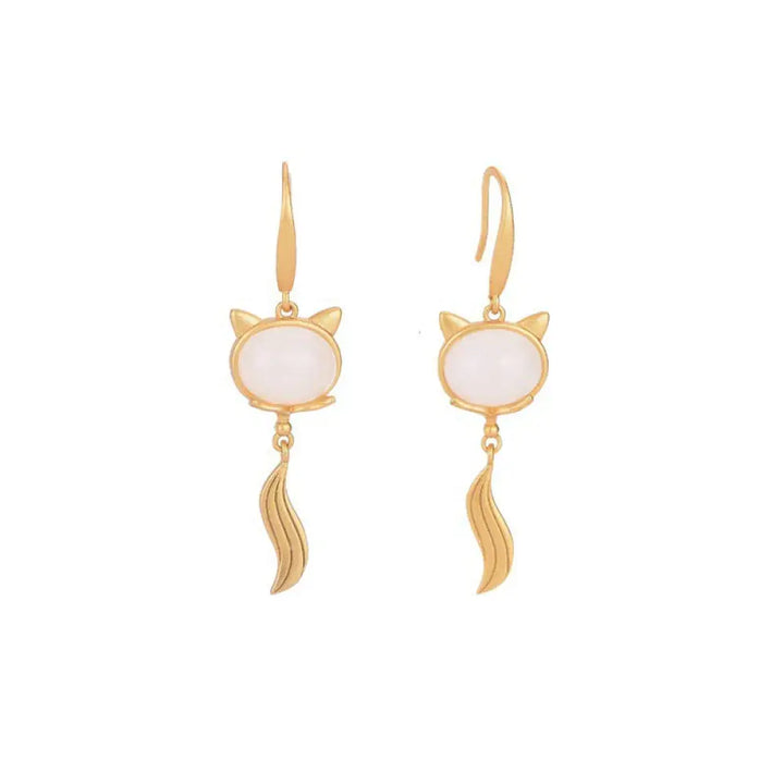 BWOOOH FengShui White Jade Fox Fortune Earrings — White Jade jade bracelet for spiritual healing and mindful living