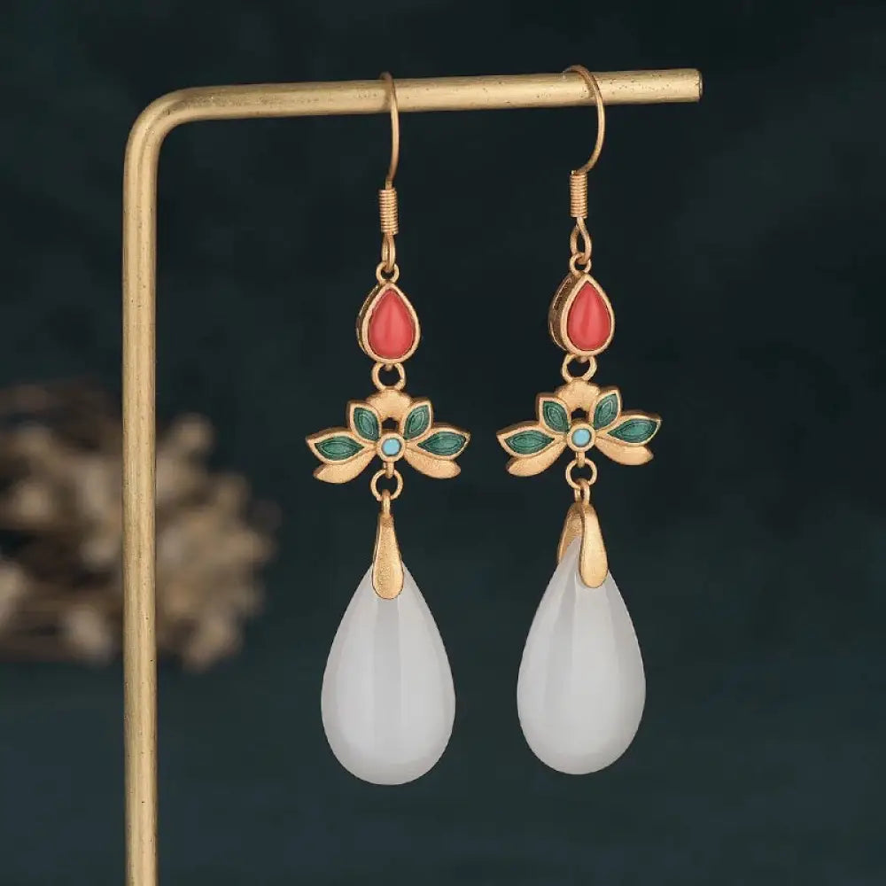 BWOOOH FengShui White Jade Luck Drop Earrings — White Jade jade bracelet for spiritual healing and mindful living