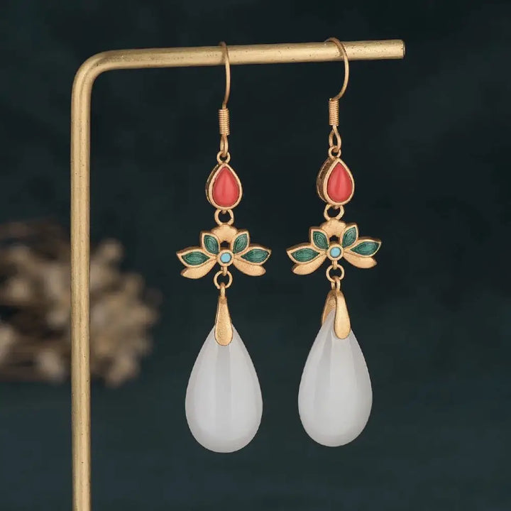 BWOOOH FengShui White Jade Luck Drop Earrings — White Jade jade bracelet for spiritual healing and mindful living