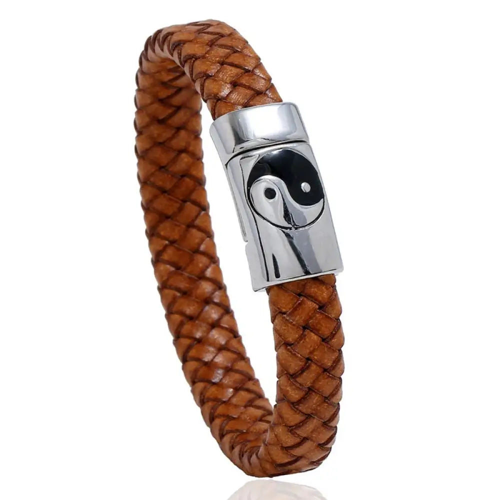 Buddha Stones FengShui Yin Yang Balance Bracelet - BWOOOH - 17-18.5cm / Chocolate - Bracelet