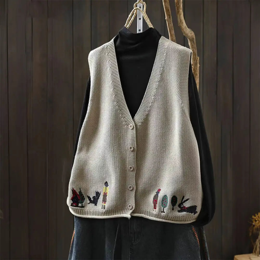 BWOOOH Figure Rabbit Tree Embroidery Buttons Women&