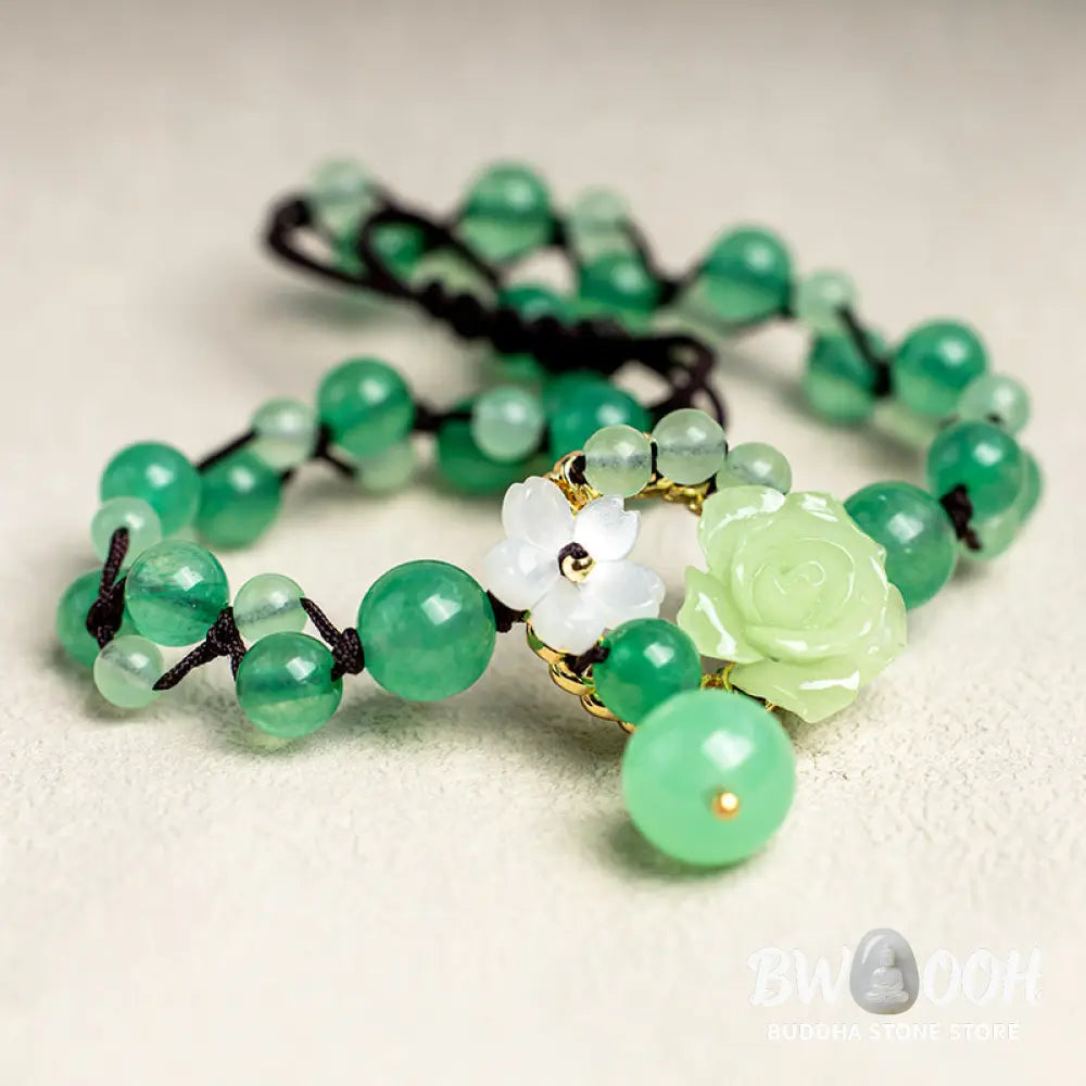 Buddha Stones Financial Success Jade Braided Weave Prosperity Abundance Anklet - Jade (Prosperity ♥ Abundance) - Anklet