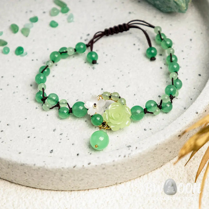 Buddha Stones Financial Success Jade Braided Weave Prosperity Abundance Anklet - Jade (Prosperity ♥ Abundance) - Anklet