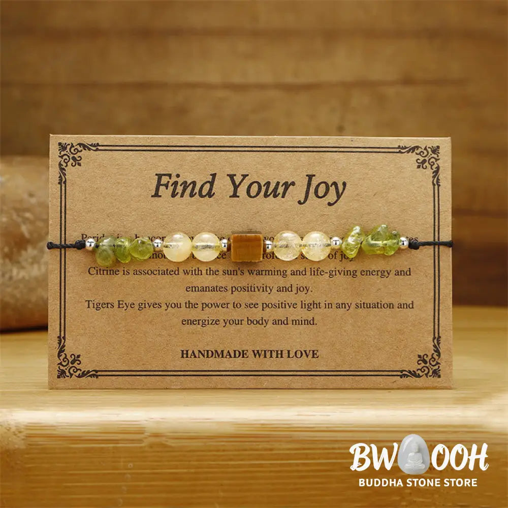 Buddha Stones Find Your Joy Peridot Citrine Tiger Eye Peace Rope Bracelet - BWOOOH - Find Your Joy(Wrist Circumference