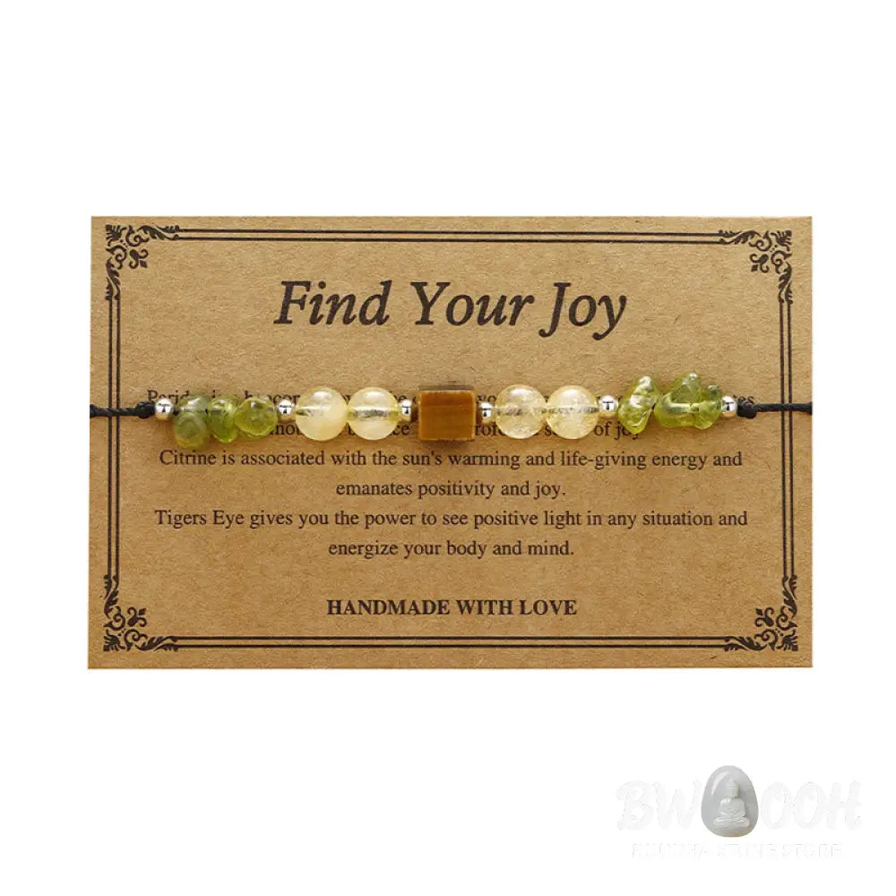 Buddha Stones Find Your Joy Peridot Citrine Tiger Eye Peace Rope Bracelet - BWOOOH - Find Your Joy(Wrist Circumference