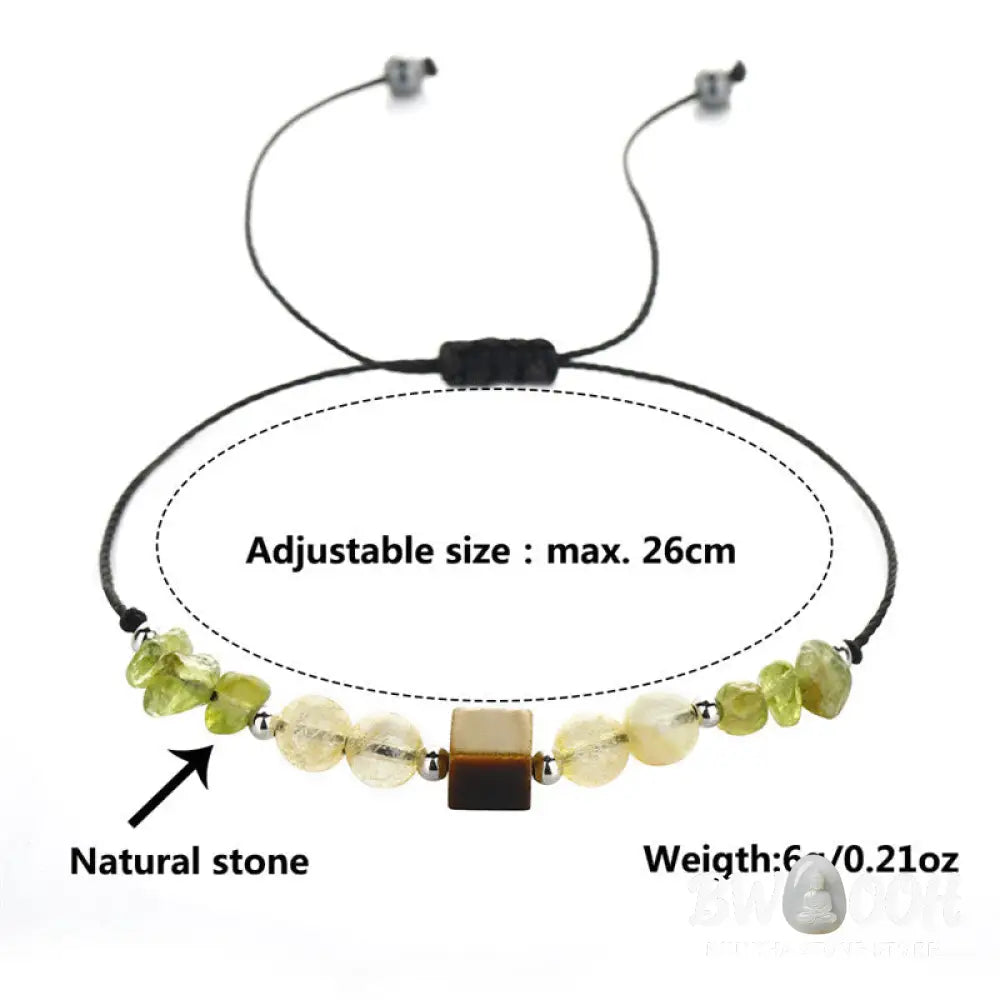 Buddha Stones Find Your Joy Peridot Citrine Tiger Eye Peace Rope Bracelet - BWOOOH - Find Your Joy(Wrist Circumference