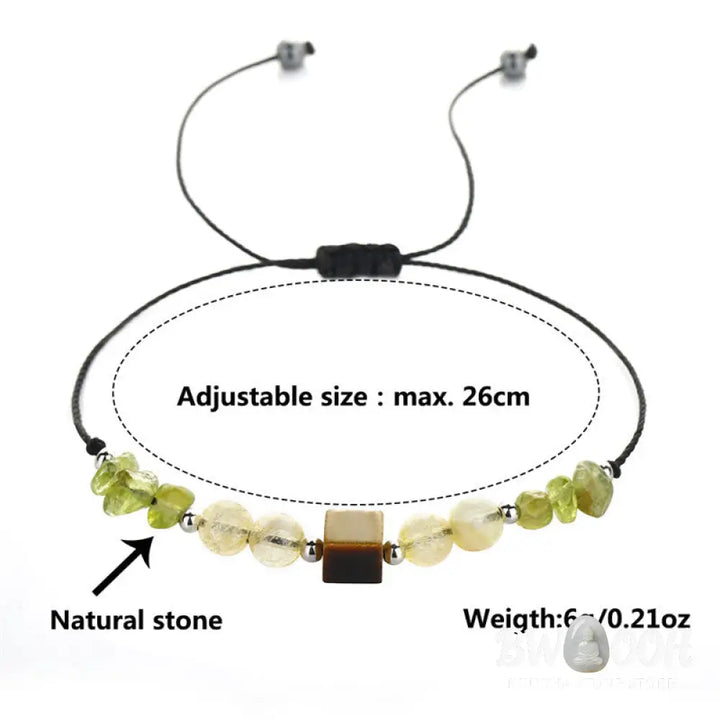 Buddha Stones Find Your Joy Peridot Citrine Tiger Eye Peace Rope Bracelet - BWOOOH - Find Your Joy(Wrist Circumference