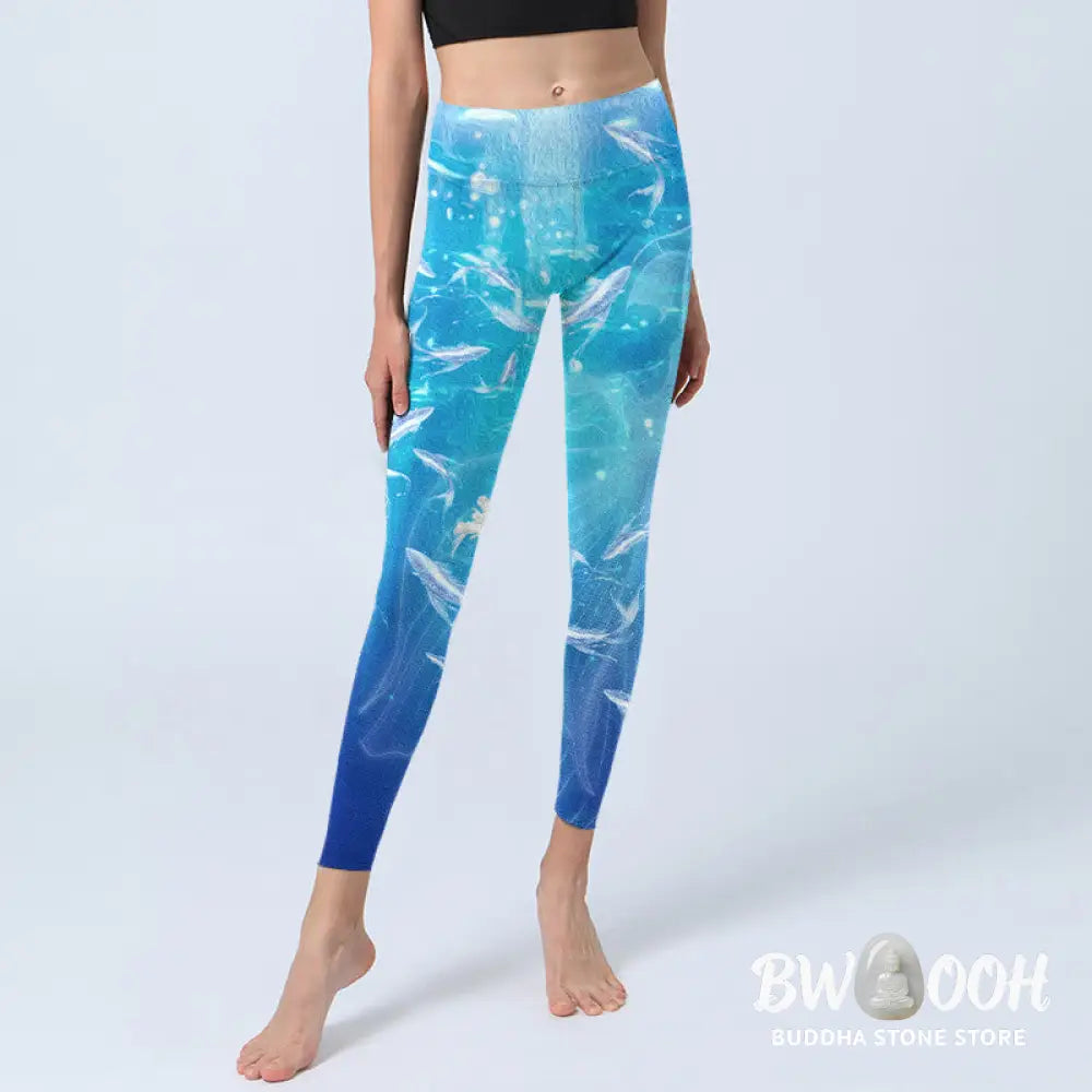 BWOOOH printed yoga leggings - Fish In The Ocean Print Gym Leggings Wom