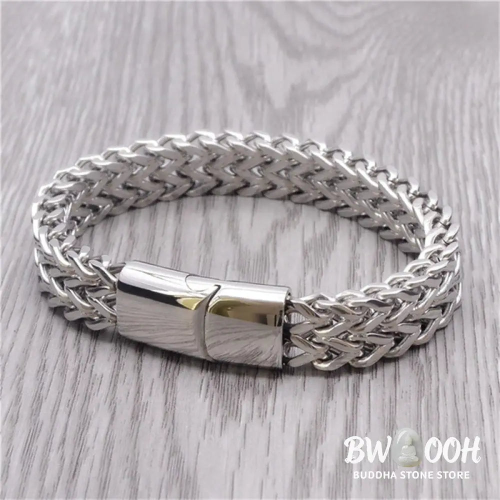 Buddha Stones Fish Scale Magnetic Buckle Titanium Steel Balance Bracelet Bangle - BWOOOH - Bracelet