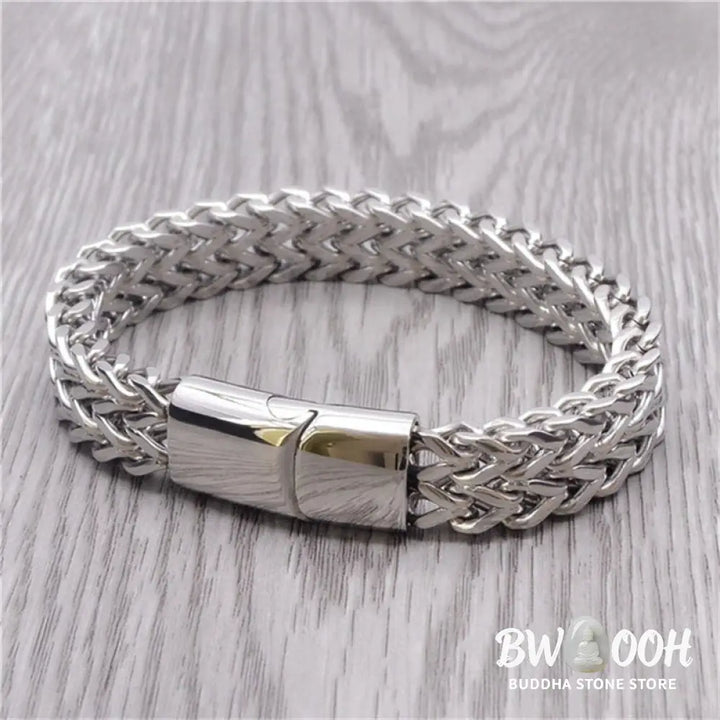 Buddha Stones Fish Scale Magnetic Buckle Titanium Steel Balance Bracelet Bangle - BWOOOH - Bracelet