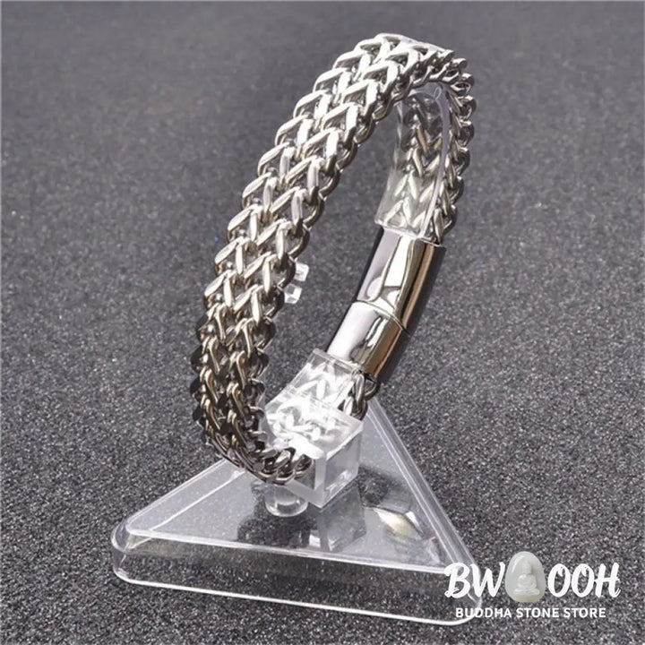 Buddha Stones Fish Scale Magnetic Buckle Titanium Steel Balance Bracelet Bangle - BWOOOH - Bracelet