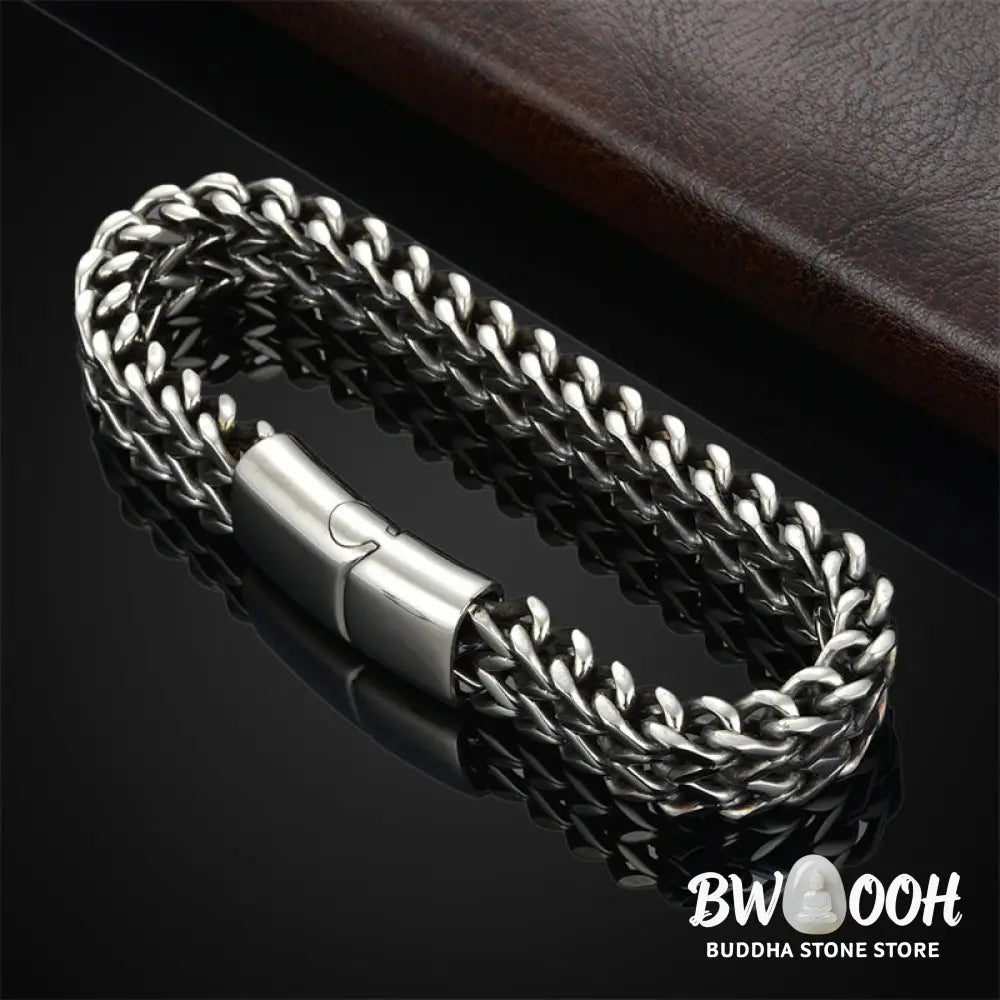 Buddha Stones Fish Scale Magnetic Buckle Titanium Steel Balance Bracelet Bangle - BWOOOH - Bracelet