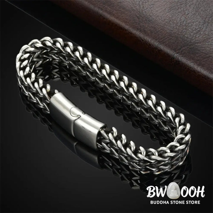 Buddha Stones Fish Scale Magnetic Buckle Titanium Steel Balance Bracelet Bangle - BWOOOH - Bracelet