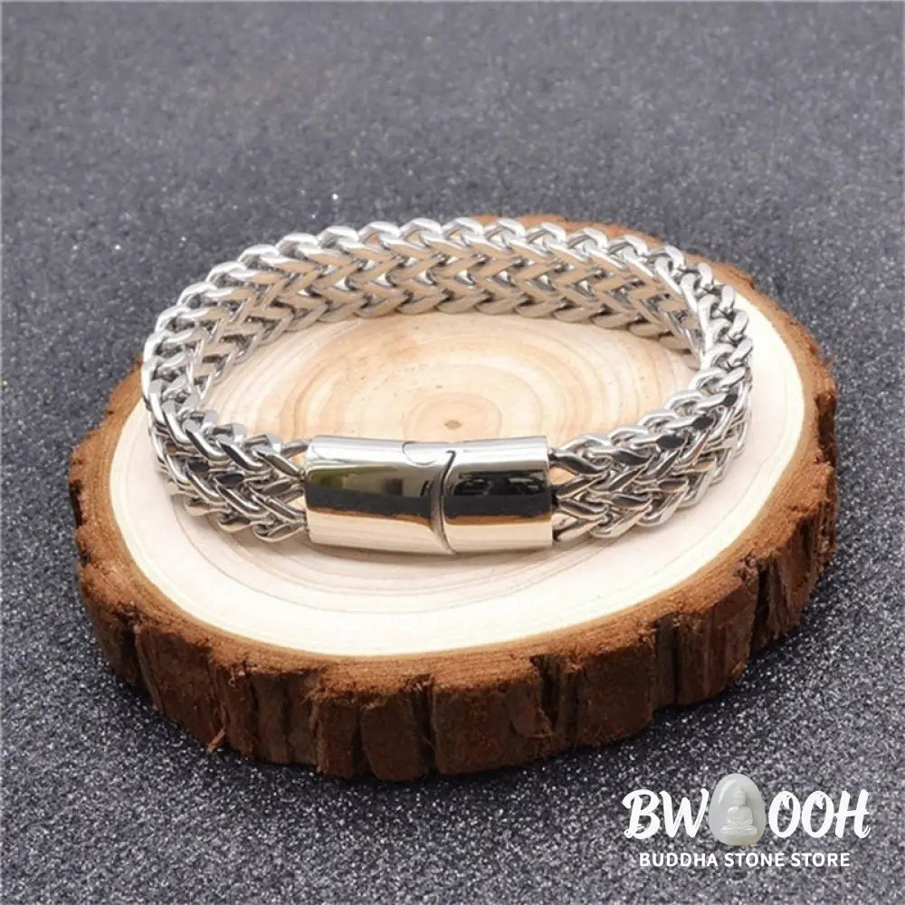 Buddha Stones Fish Scale Magnetic Buckle Titanium Steel Balance Bracelet Bangle - BWOOOH - Bracelet