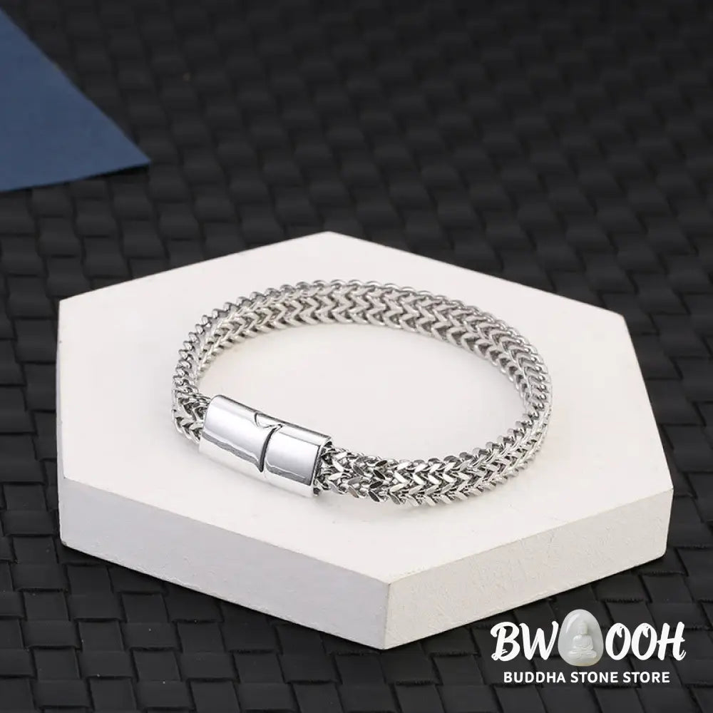 Buddha Stones Fish Scale Magnetic Buckle Titanium Steel Balance Bracelet Bangle - BWOOOH - Bracelet