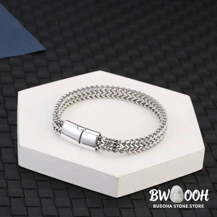 Buddha Stones Fish Scale Magnetic Buckle Titanium Steel Balance Bracelet Bangle - BWOOOH - Bracelet