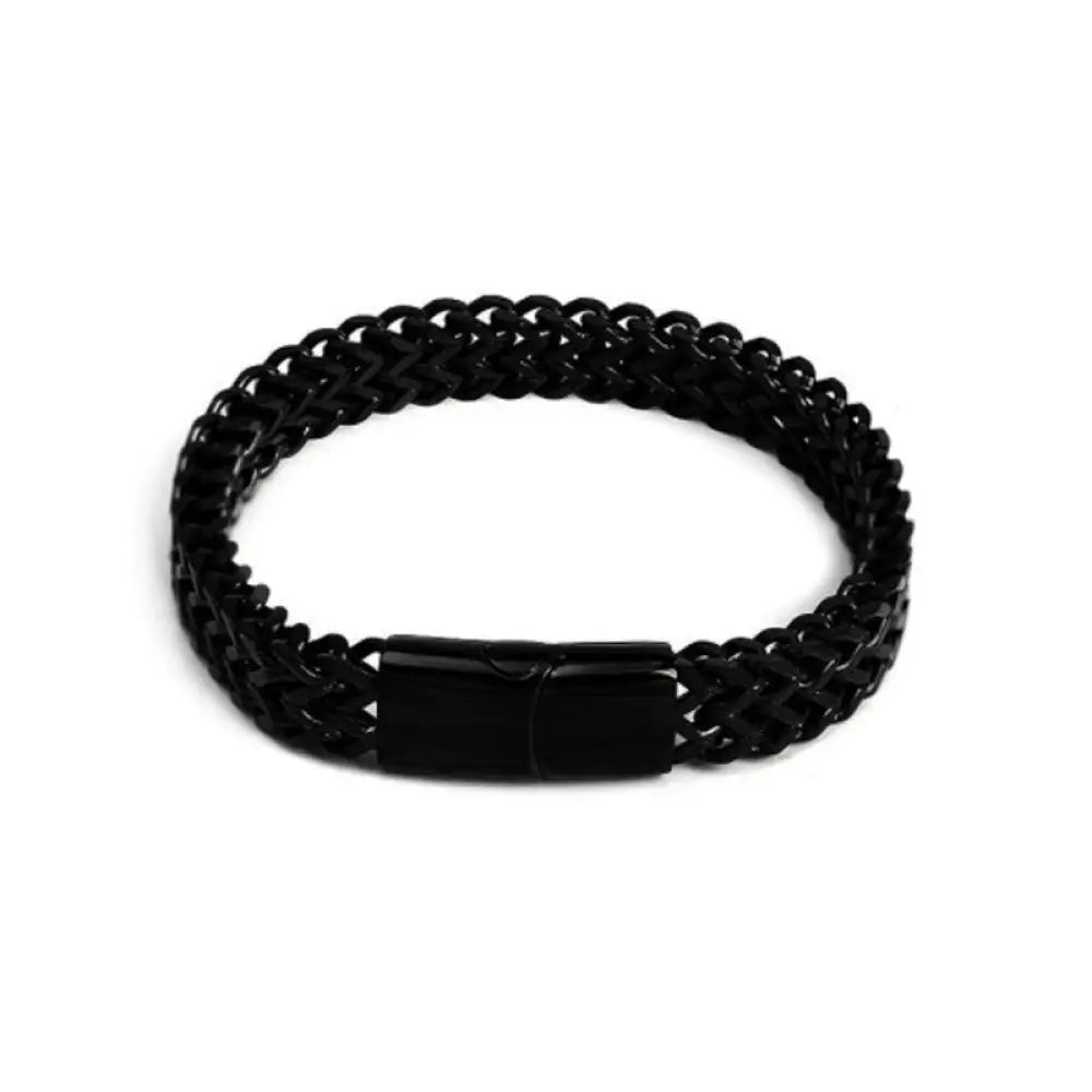 Buddha Stones Fish Scale Magnetic Buckle Titanium Steel Balance Bracelet Bangle - BWOOOH - Black / 19cm - Bracelet