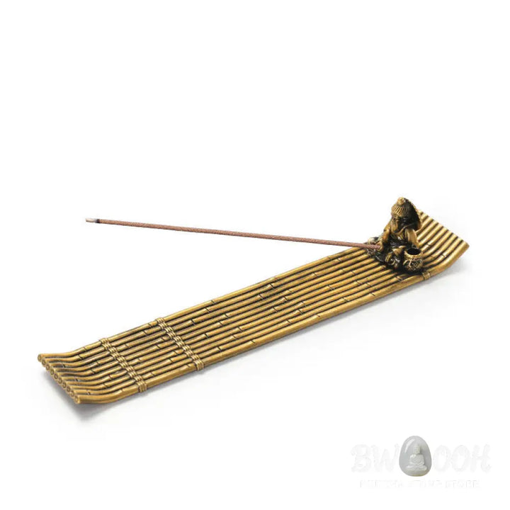 BWOOOH handcrafted incense burner - Fisherman Bamboo Fishing Boat Alloy