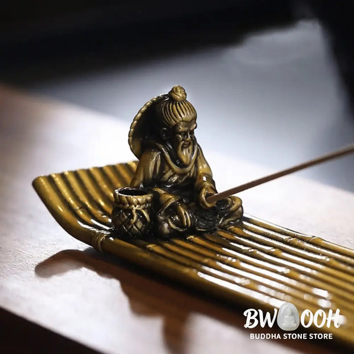 BWOOOH handcrafted incense burner - Fisherman Bamboo Fishing Boat Alloy