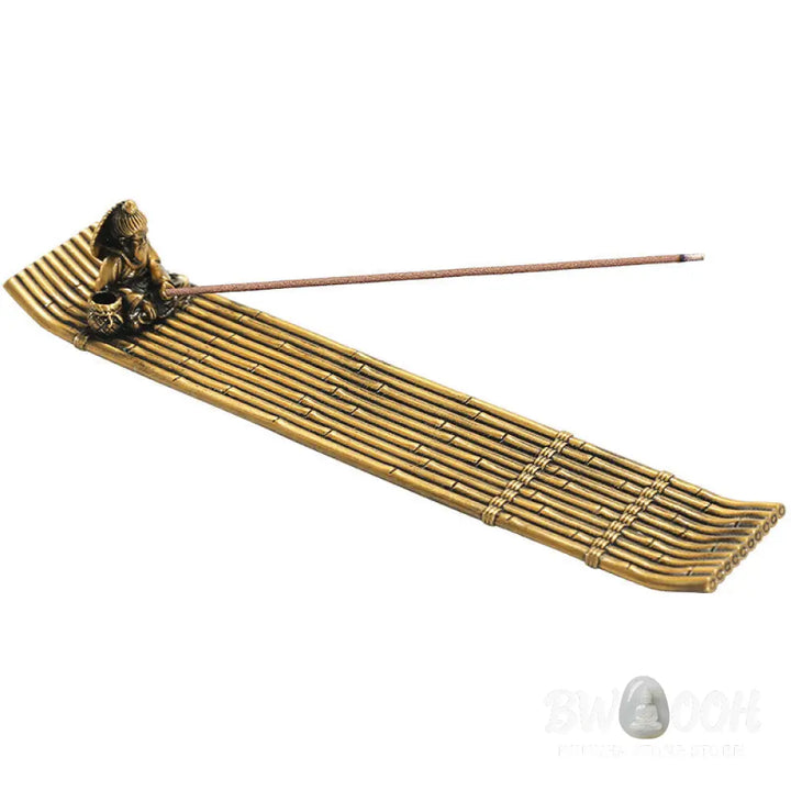 BWOOOH handcrafted incense burner - Fisherman Bamboo Fishing Boat Alloy