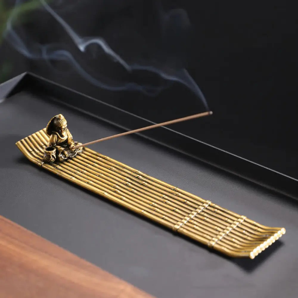BWOOOH handcrafted incense burner - Fisherman Bamboo Fishing Boat Alloy