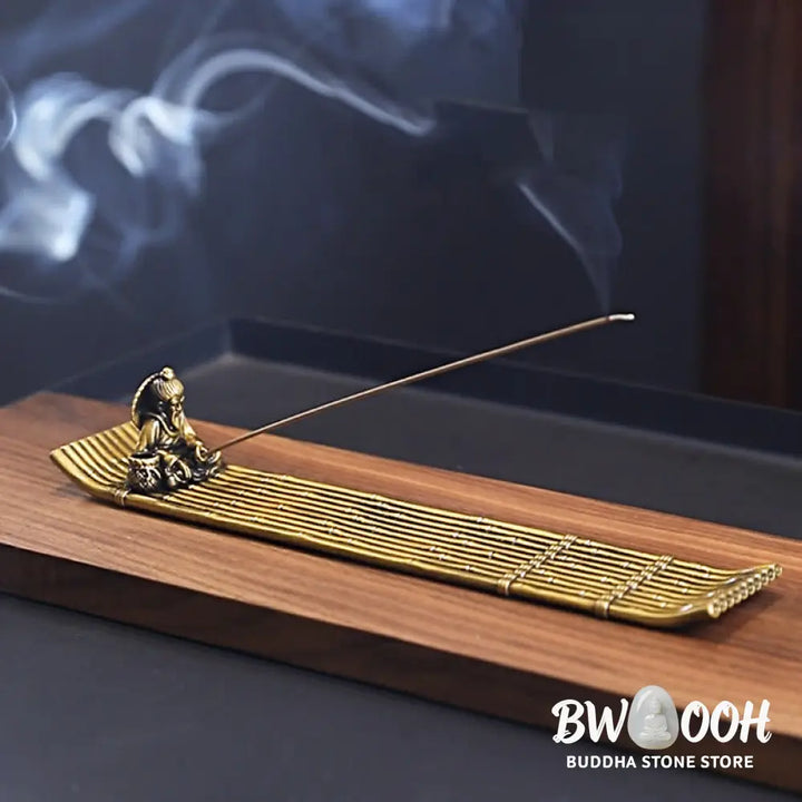 BWOOOH handcrafted incense burner - Fisherman Bamboo Fishing Boat Alloy