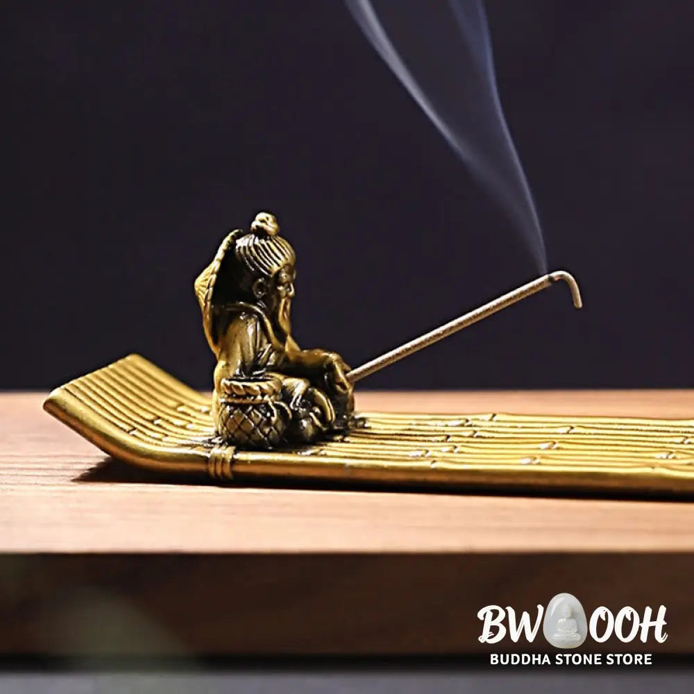 BWOOOH handcrafted incense burner - Fisherman Bamboo Fishing Boat Alloy