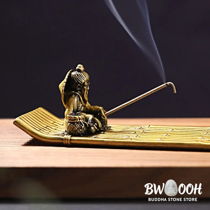 BWOOOH handcrafted incense burner - Fisherman Bamboo Fishing Boat Alloy
