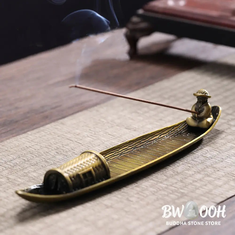 BWOOOH handcrafted incense burner - Fisherman Boat Alloy Incense Stick 