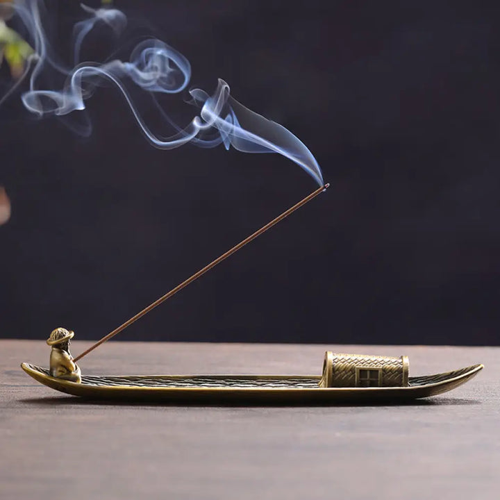 BWOOOH handcrafted incense burner - Fisherman Boat Alloy Incense Stick 