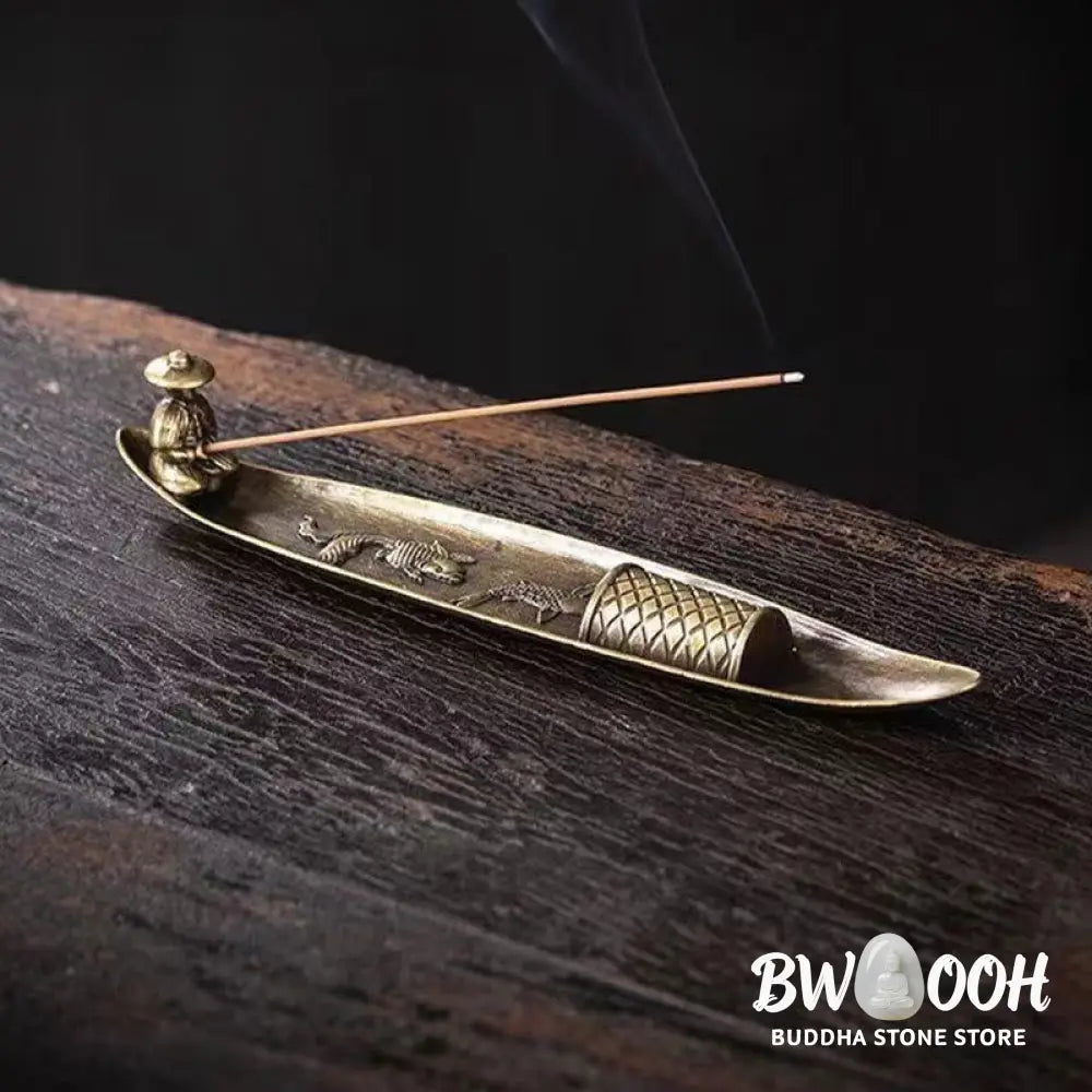 BWOOOH handcrafted incense burner - Fisherman Boat Koi Fish Zinc Alloy 