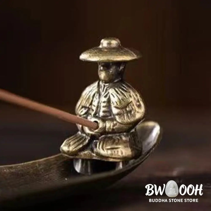 BWOOOH handcrafted incense burner - Fisherman Boat Koi Fish Zinc Alloy 
