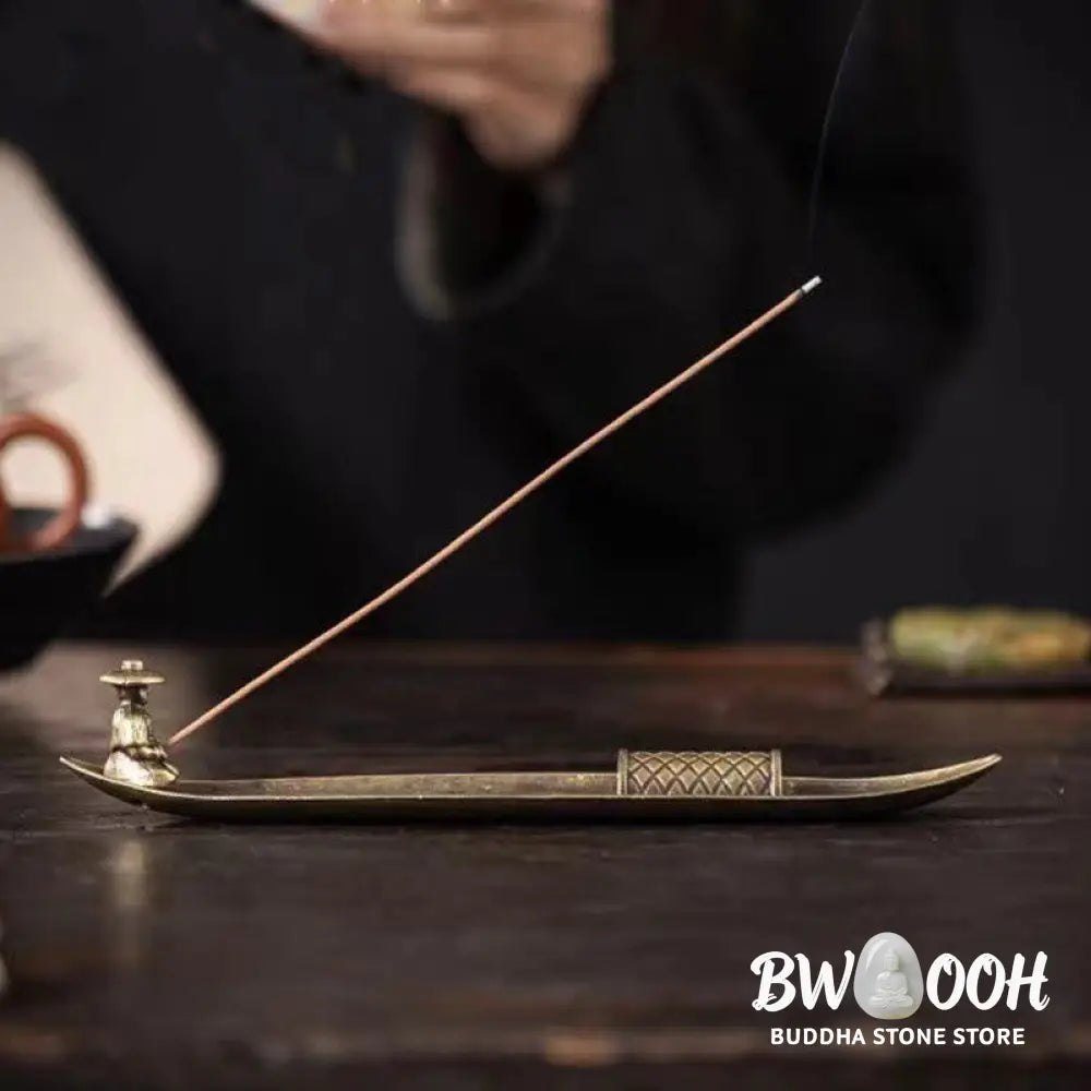 BWOOOH handcrafted incense burner - Fisherman Boat Koi Fish Zinc Alloy 