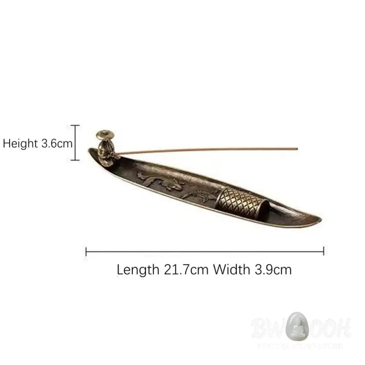 BWOOOH handcrafted incense burner - Fisherman Boat Koi Fish Zinc Alloy 