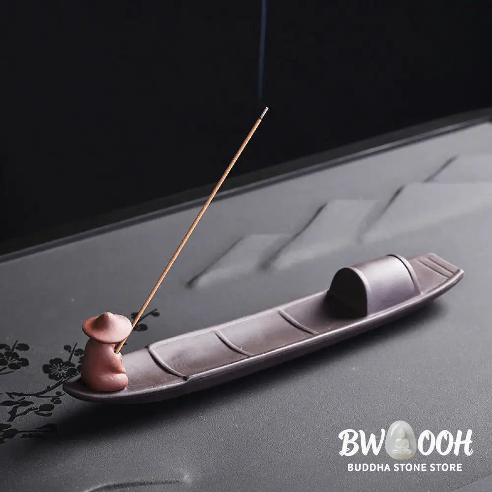 BWOOOH ceramic incense burner - Fisherman Boat Purple Clay Peace He