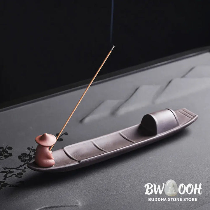 BWOOOH ceramic incense burner - Fisherman Boat Purple Clay Peace He