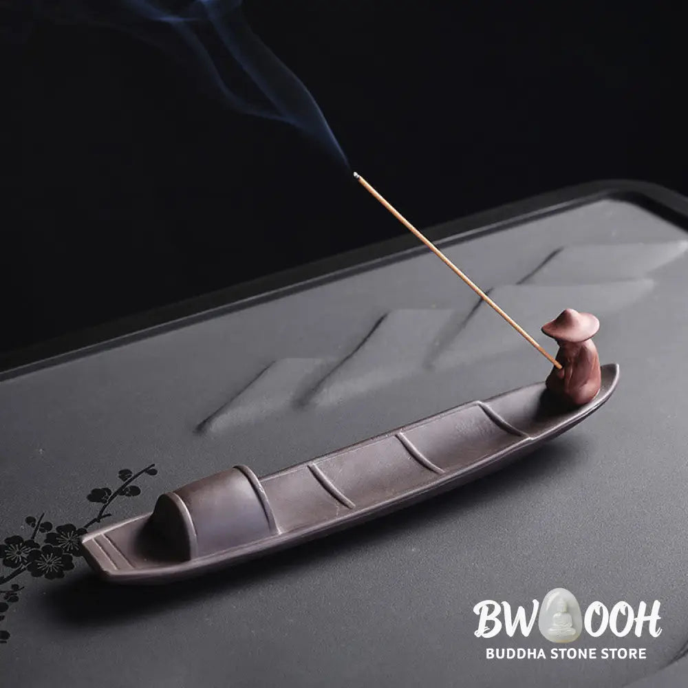 BWOOOH ceramic incense burner - Fisherman Boat Purple Clay Peace He