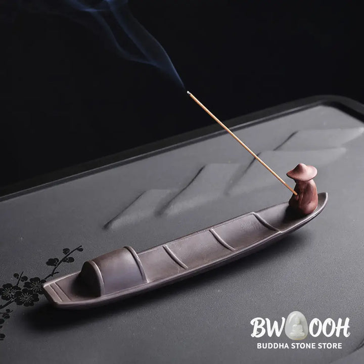 BWOOOH ceramic incense burner - Fisherman Boat Purple Clay Peace He