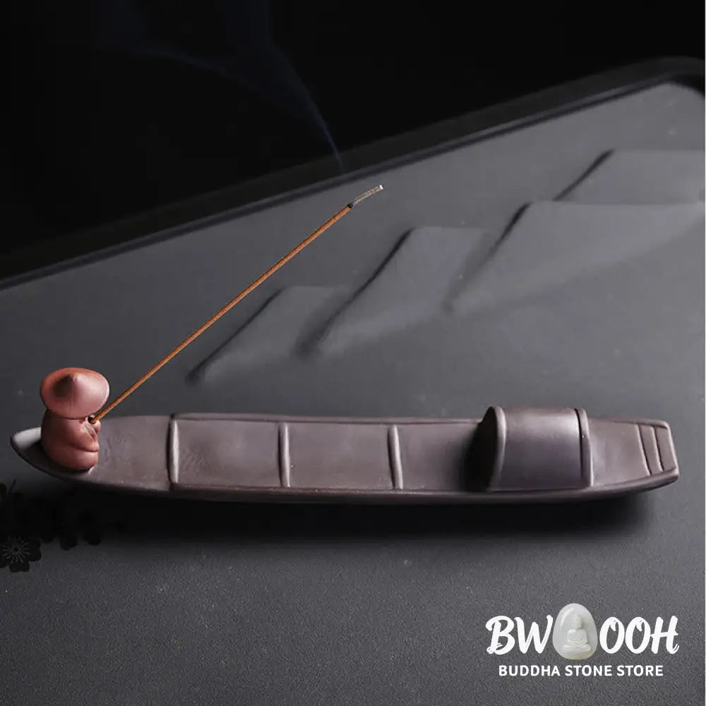 BWOOOH ceramic incense burner - Fisherman Boat Purple Clay Peace He