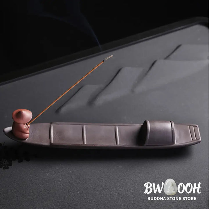 BWOOOH ceramic incense burner - Fisherman Boat Purple Clay Peace He