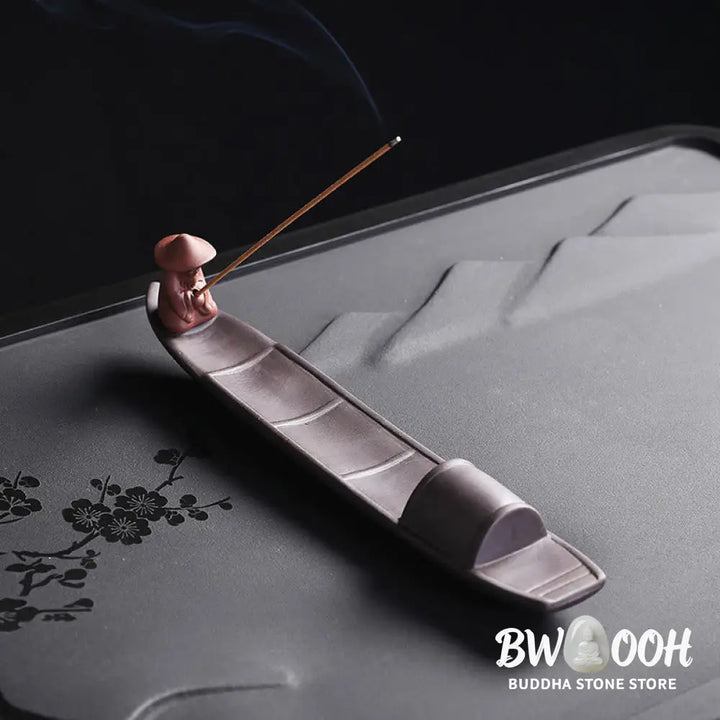 BWOOOH ceramic incense burner - Fisherman Boat Purple Clay Peace He