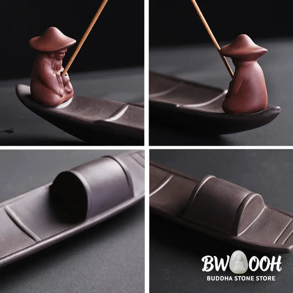 BWOOOH ceramic incense burner - Fisherman Boat Purple Clay Peace He