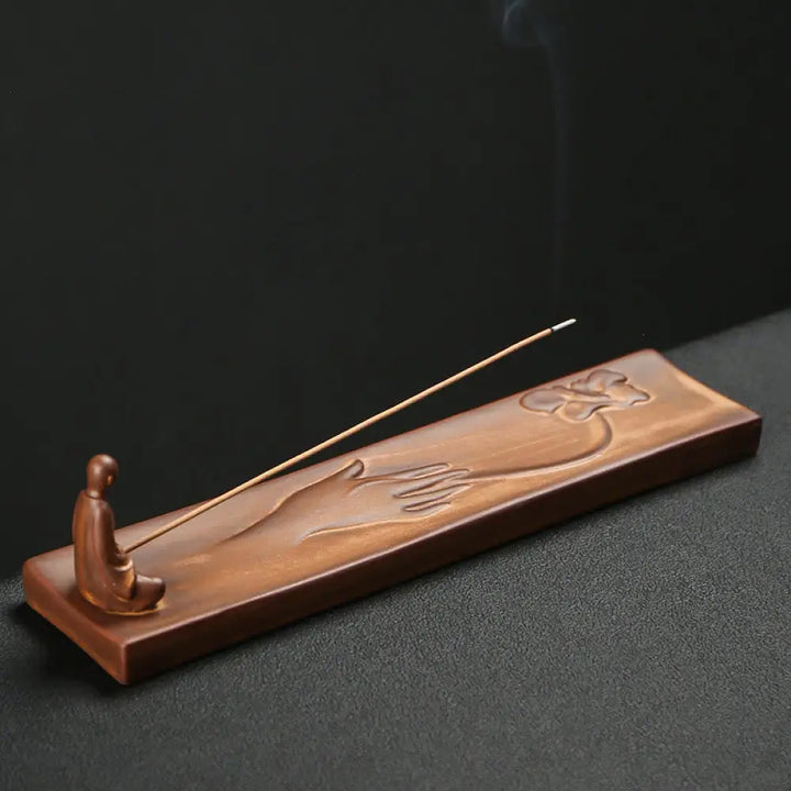BWOOOH ceramic incense burner - Fisherman Fishing Boat Bamboo Buddh