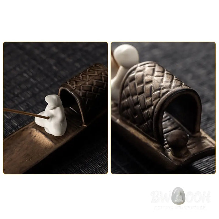 BWOOOH ceramic incense burner - Fisherman Zen Healing Brown Ceramic