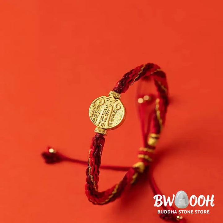 Buddha Stones Five Directions Gods of Wealth Handmade Reincarnation Knot Protection String Braid Bracelet - BWOOOH