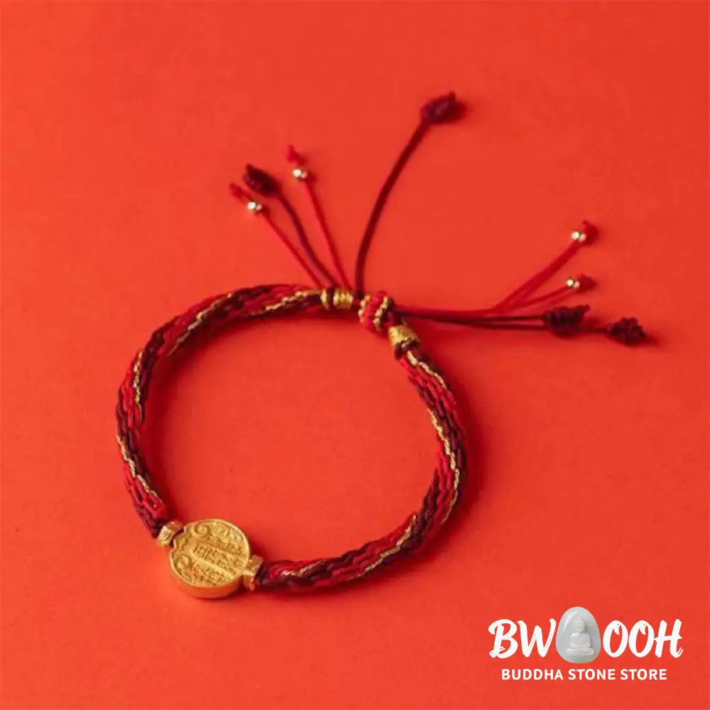 Buddha Stones Five Directions Gods of Wealth Handmade Reincarnation Knot Protection String Braid Bracelet - BWOOOH