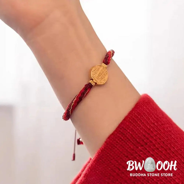 Buddha Stones Five Directions Gods of Wealth Handmade Reincarnation Knot Protection String Braid Bracelet - BWOOOH
