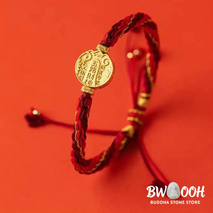 Buddha Stones Five Directions Gods of Wealth Handmade Reincarnation Knot Protection String Braid Bracelet - BWOOOH